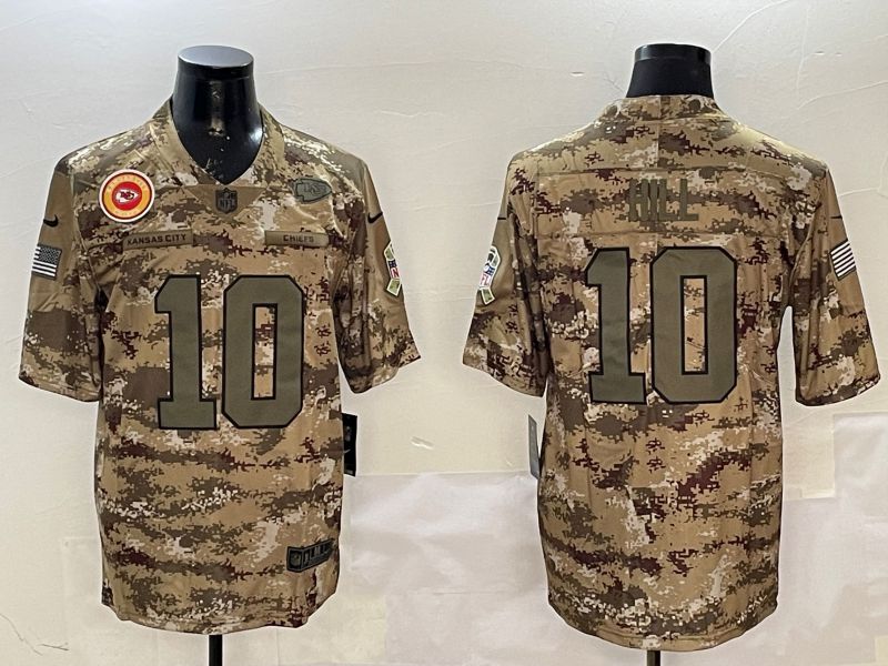 Men Kansas City Chiefs #10 Hill Camo Nike 2025 Salute to Service Limited NFL Jersey style 3